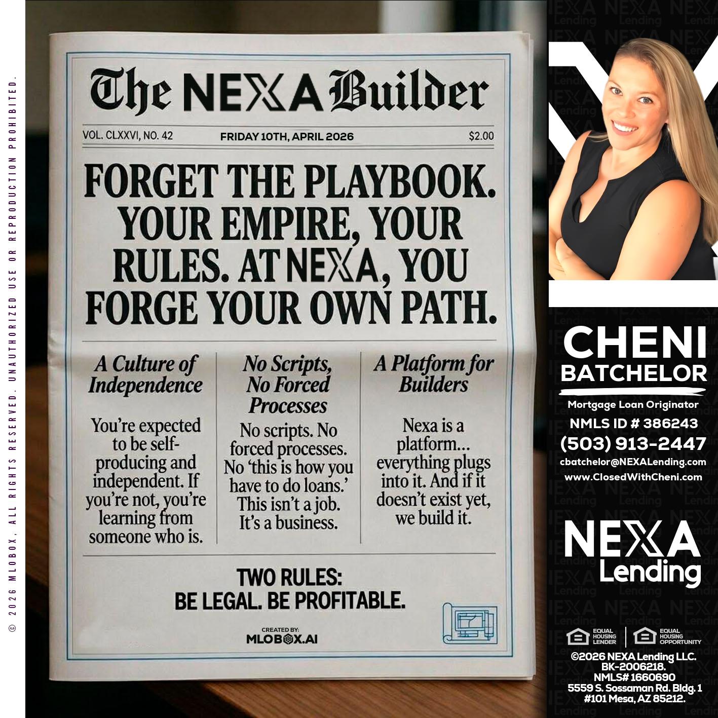 THE NEXA BUILDER - Cheni Batchelor -Mortgage Loan Originator