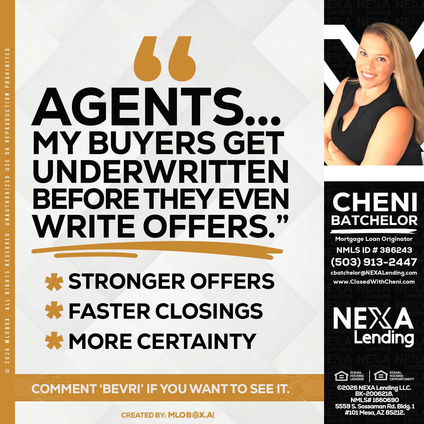 agents - Cheni Batchelor -Mortgage Loan Originator