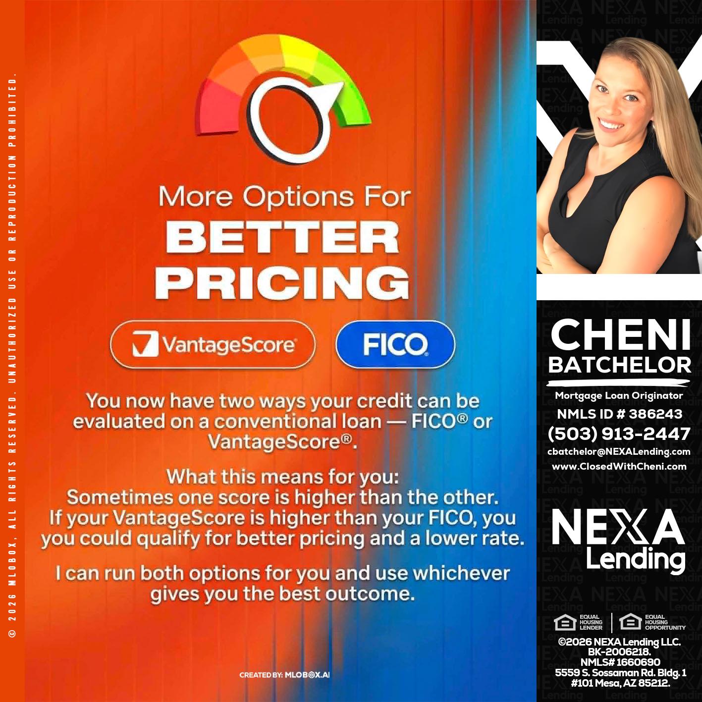 BETTER PRICING - Cheni Batchelor -Mortgage Loan Originator