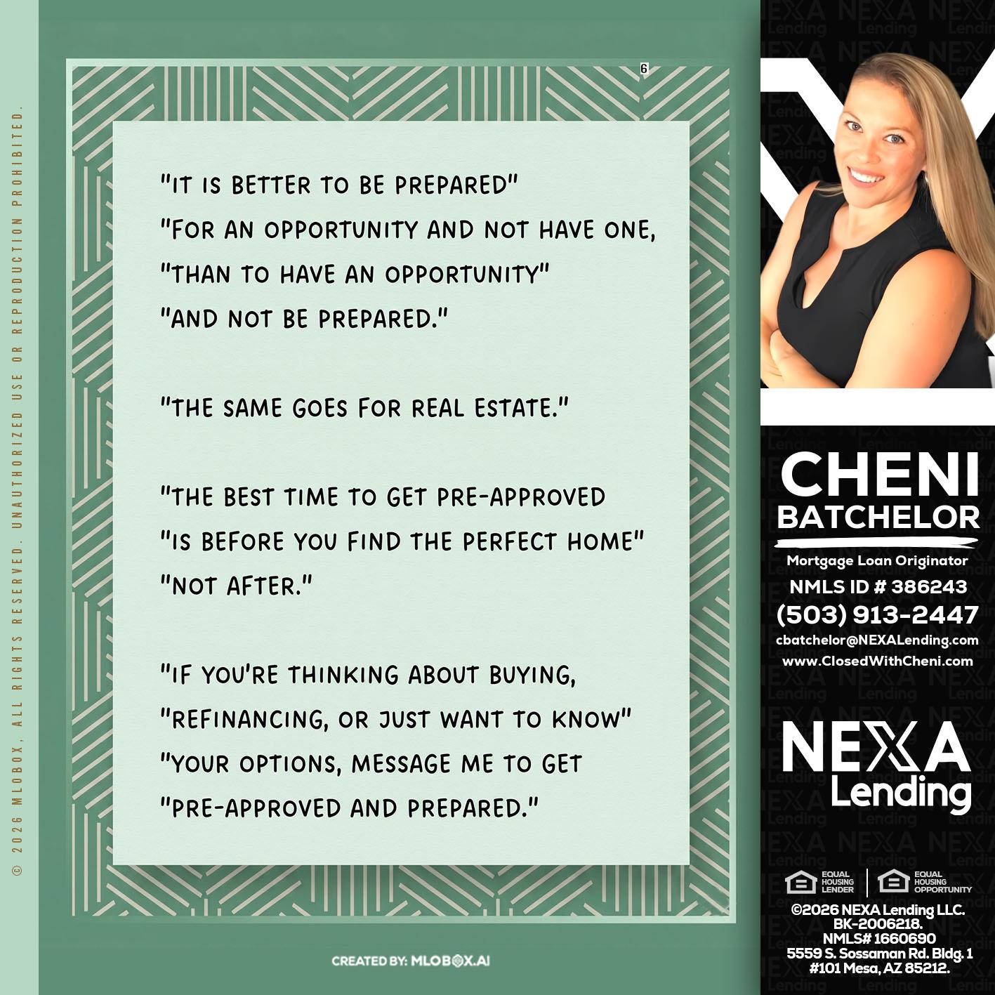 its better - Cheni Batchelor -Mortgage Loan Originator