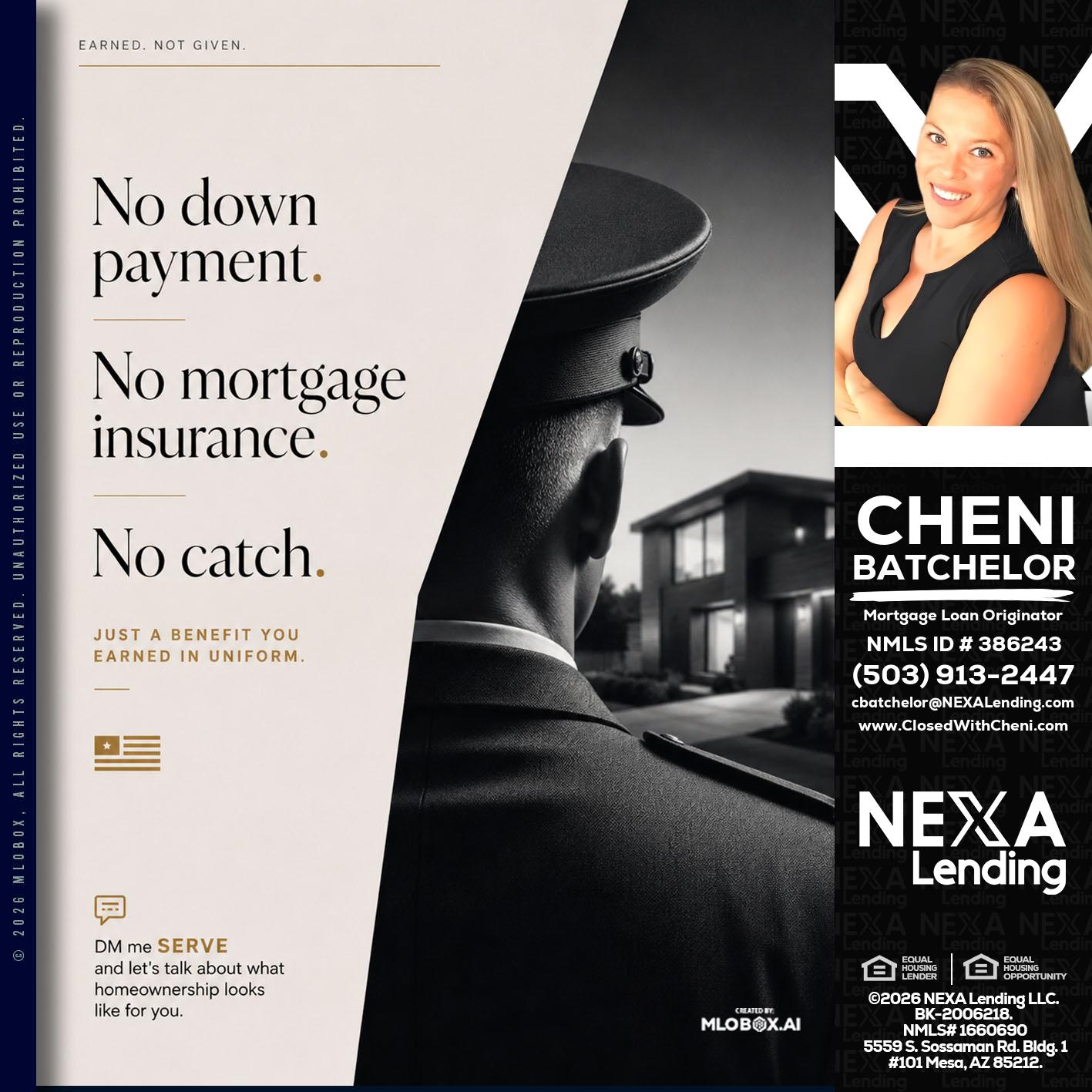NO DOWN PAYMENT - Cheni Batchelor -Mortgage Loan Originator