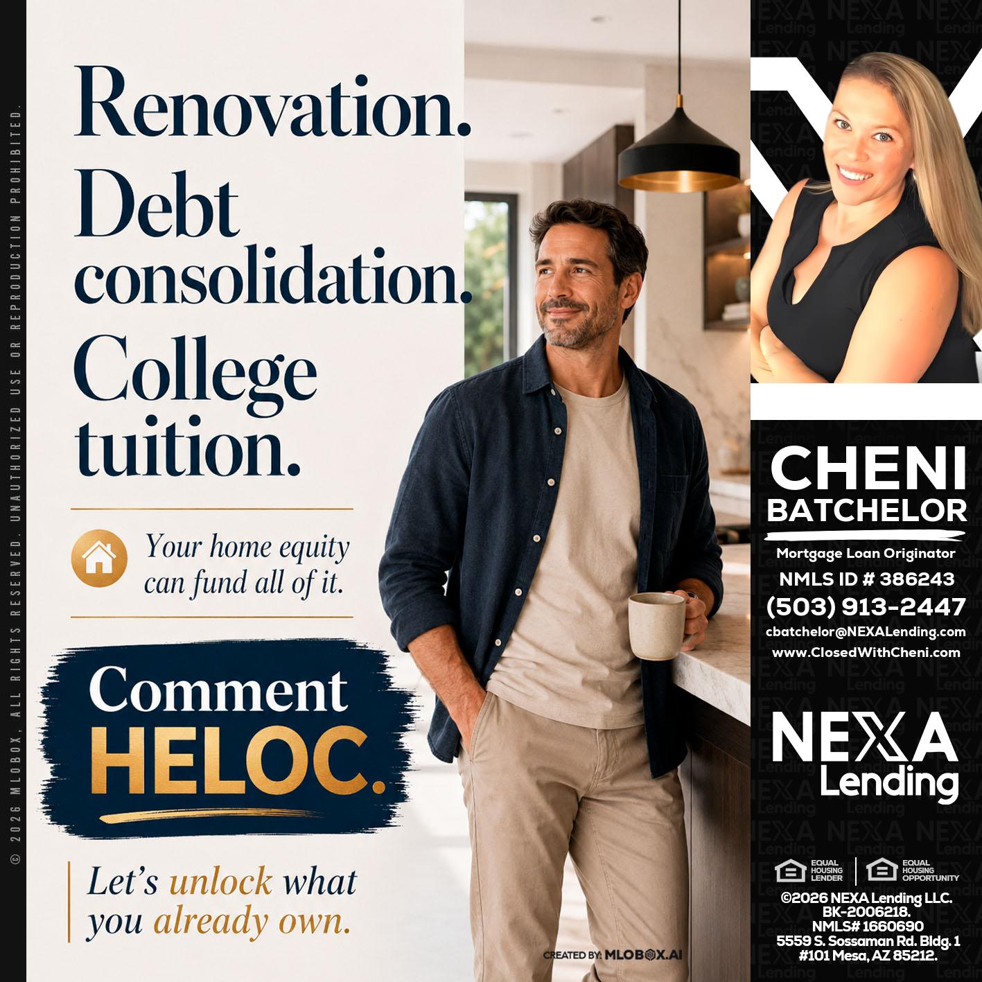 RENOVATION DEBT - Cheni Batchelor -Mortgage Loan Originator