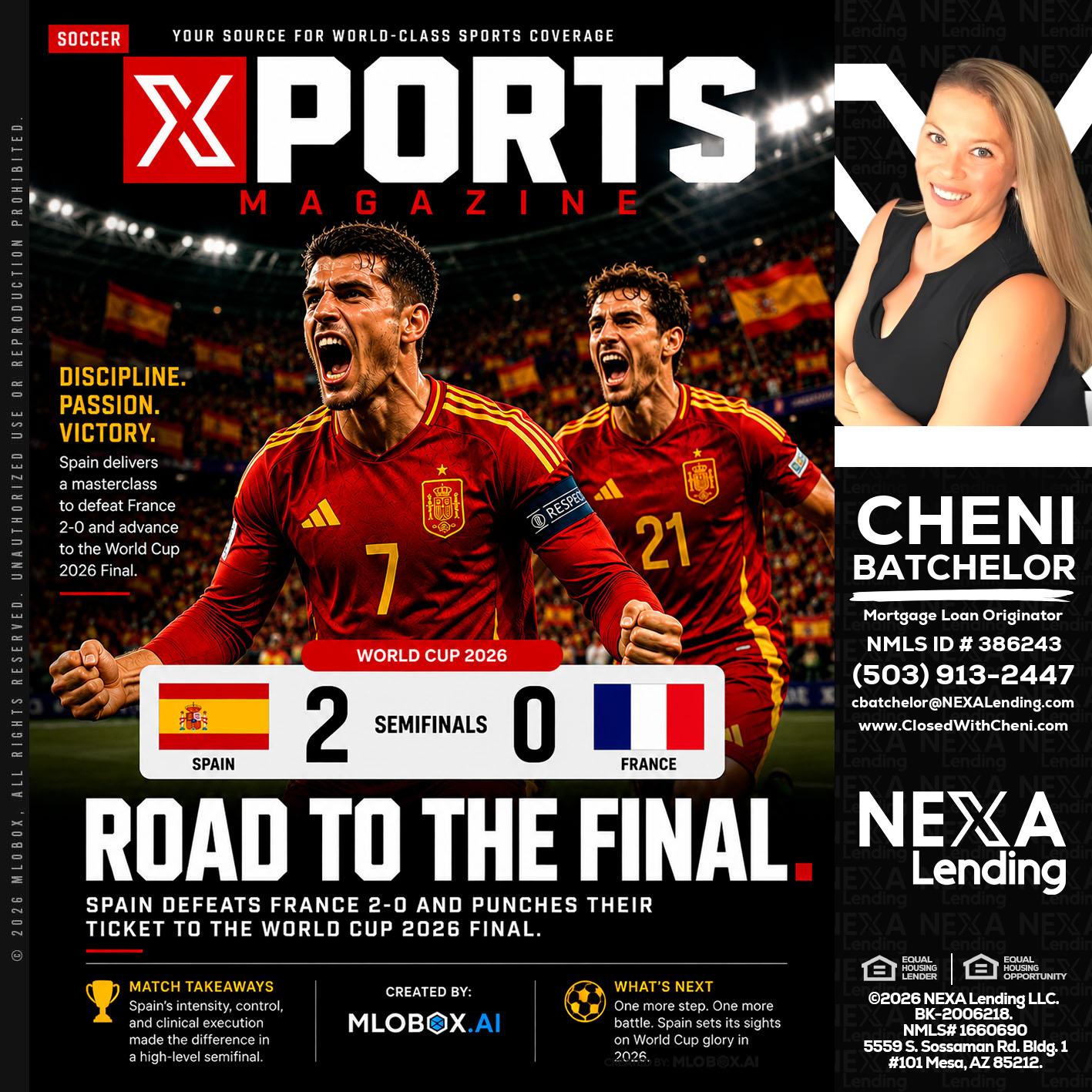 XPORTS WORLD CUP 2026 - Cheni Batchelor -Mortgage Loan Originator