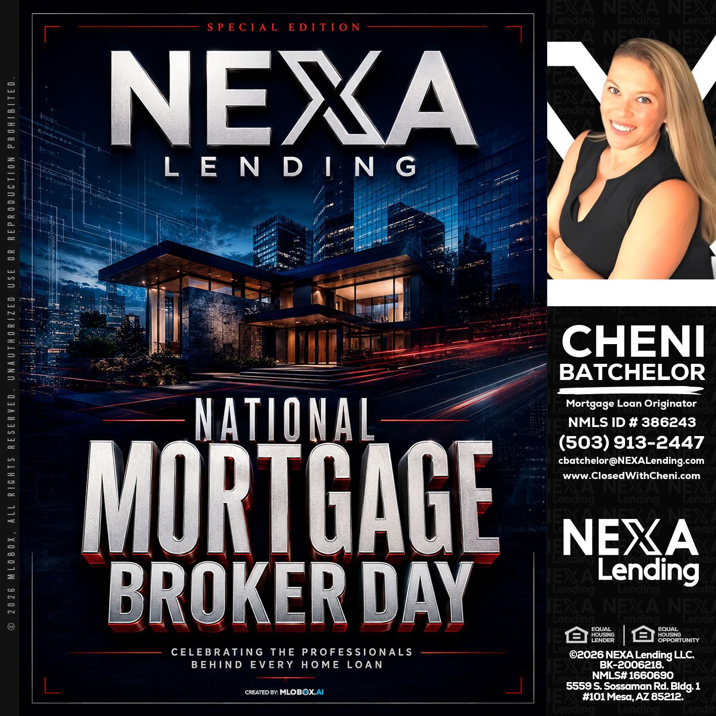 NATIONAL MORTGAGE BROKER DAY - Cheni Batchelor -Mortgage Loan Originator