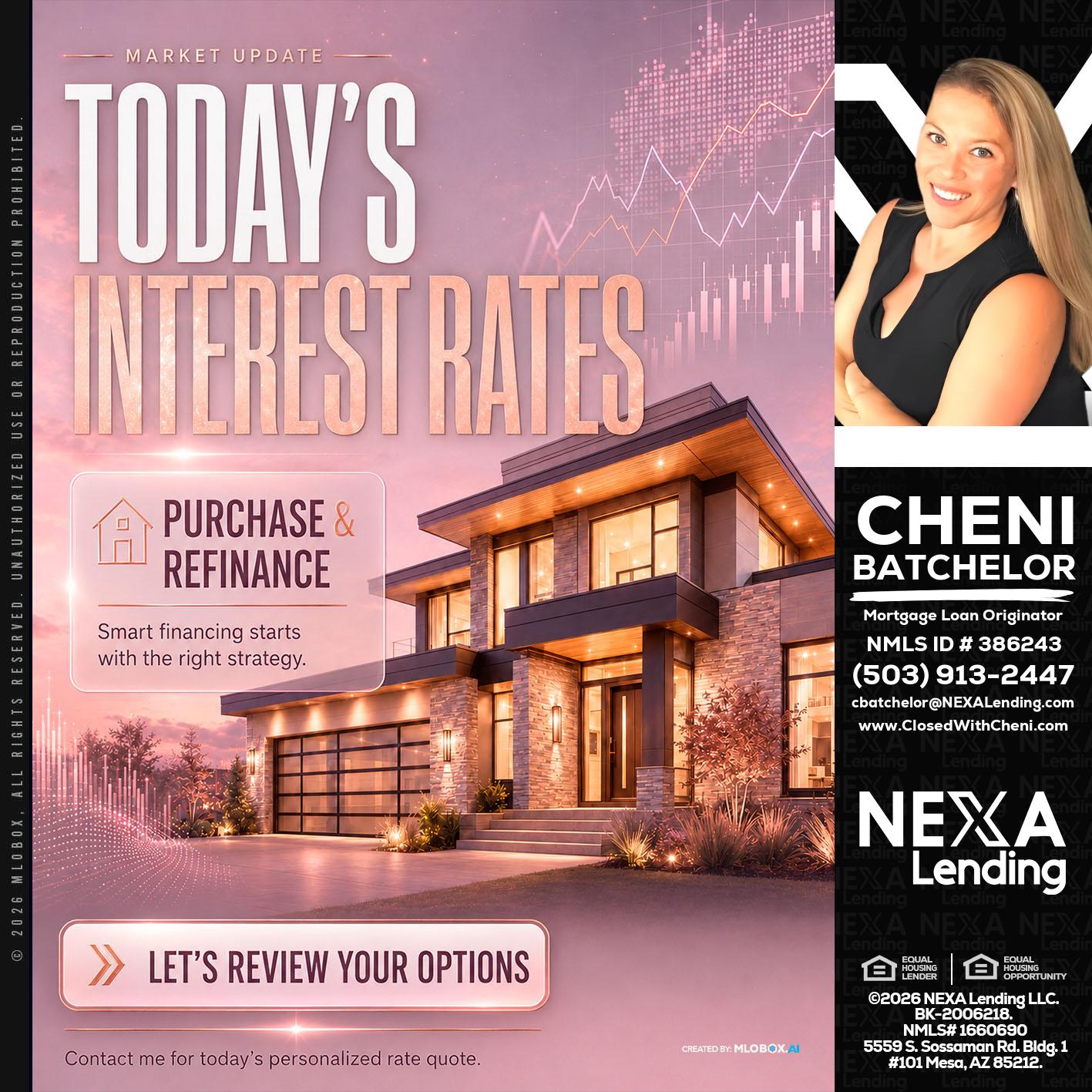 todays interest rates - Cheni Batchelor -Mortgage Loan Originator
