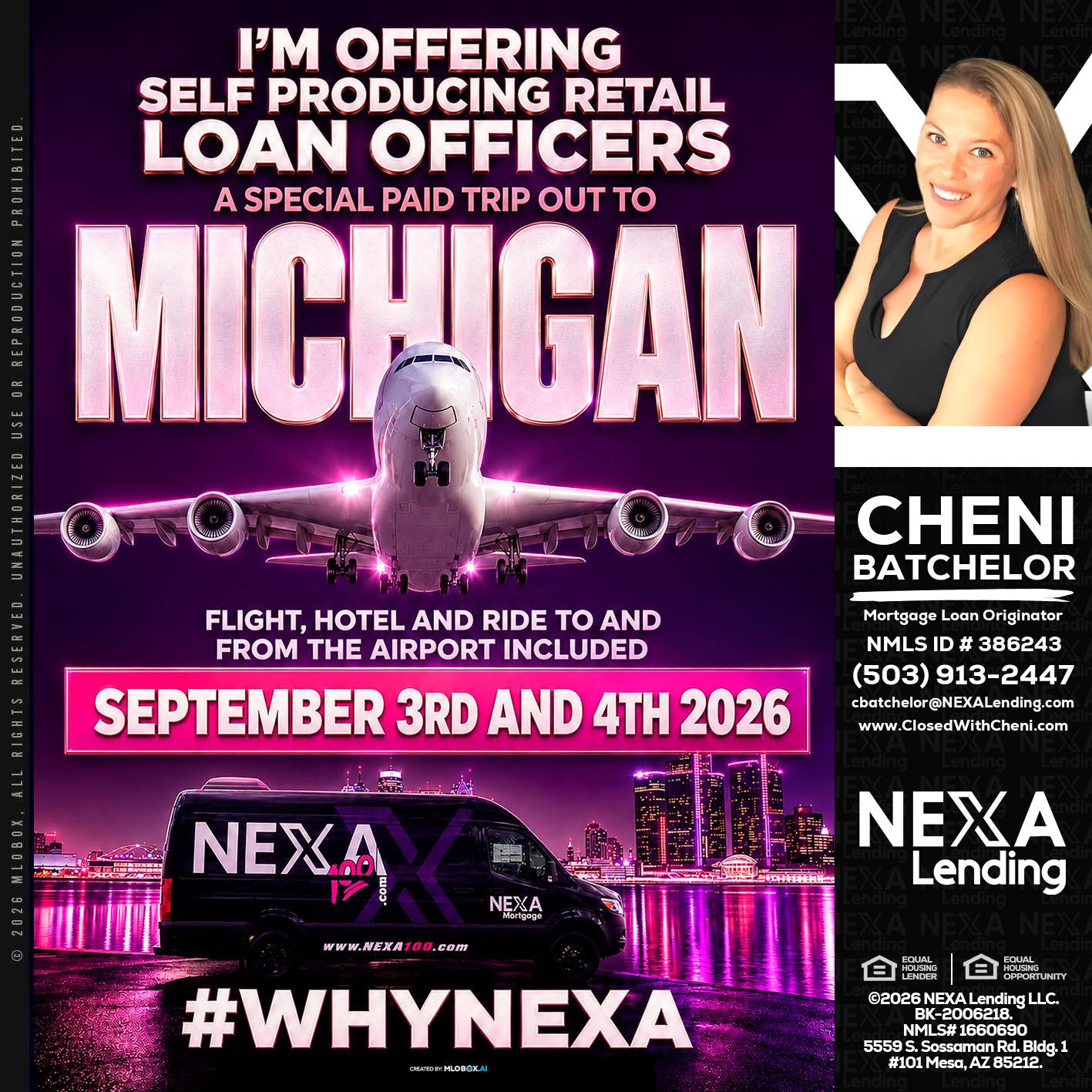 MICHIGAN TRIP - Cheni Batchelor -Mortgage Loan Originator