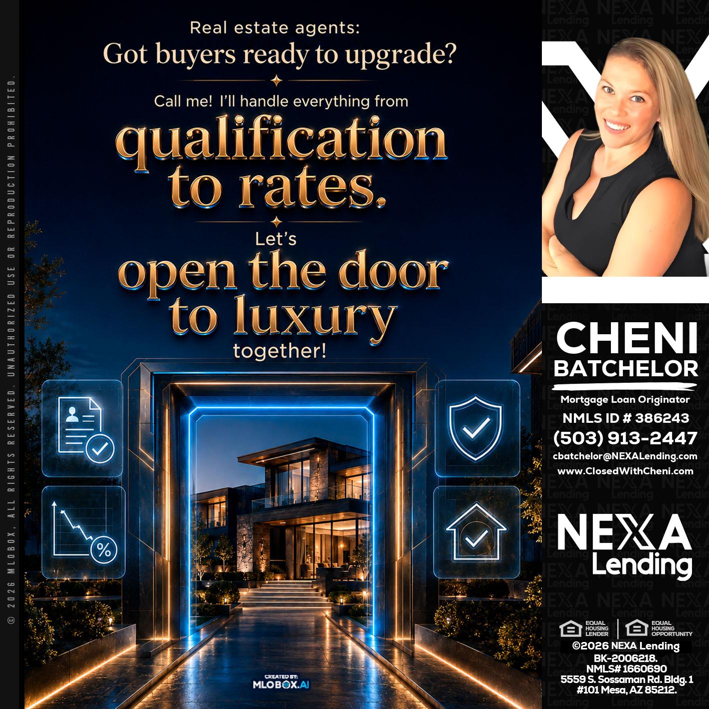 QUALIFICATION TO RATES - Cheni Batchelor -Mortgage Loan Originator